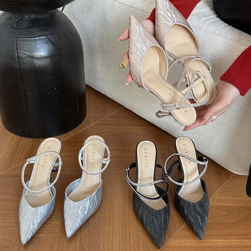 LIZAKOSHT  -  Shiny Pointed Toe High Heels Women Luxury Party Dress Shoes Sexy Elegant Slingback Shoes Fashion Brand Sandals for Women Pumps