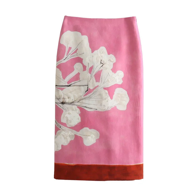 LIZAKOSHT  -  New Summer Female Chic Print Skirts Mid-Waist Zipper A-Line Woman Skirts Wild Causal Women's Straight Vintage Skirt Y2k