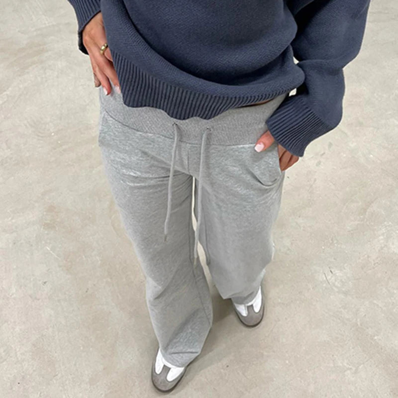 LIZAKOSHT  -  Casual Winter Autumn Women High Waist Drawstring Lace Up Pockets Sweatpants Slim Fit Sporty Fitness Leggings for Lady Clubwear