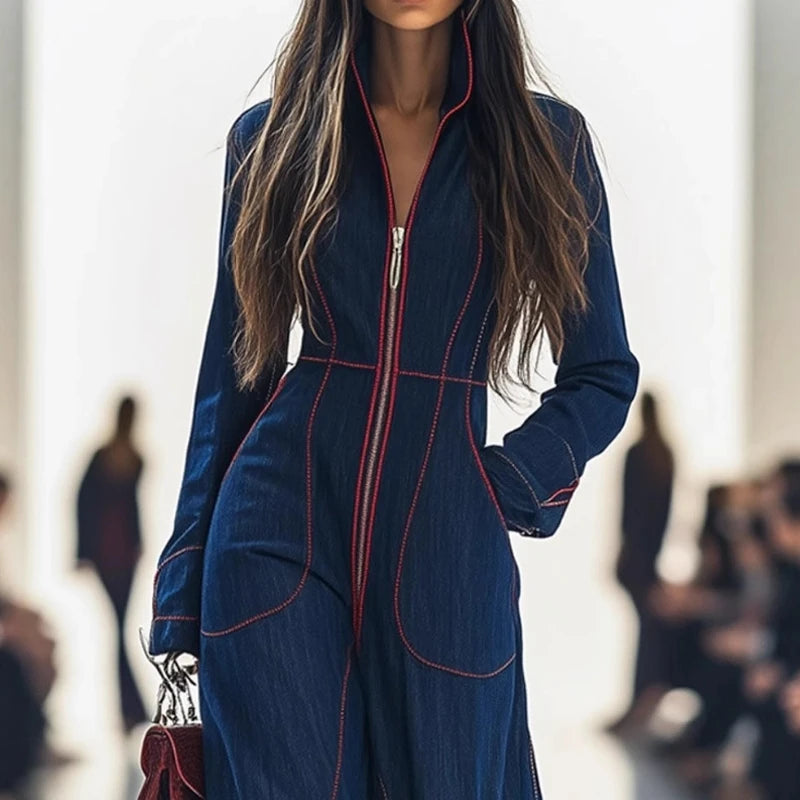 LIZAKOSHT  -  Women Jumpsuits for Autumn Winter Long Sleeve Loose Fashion Streetwear Overalls Wide Leg Pants Trousers Woman's Clothing