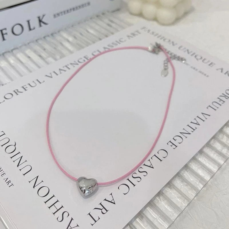 LIZAKOSHT  -  European and American Novel Simple Loves Pendant All-matched Clavicle Chain Adjustable Color Rope Cold Wind Necklace Dropship