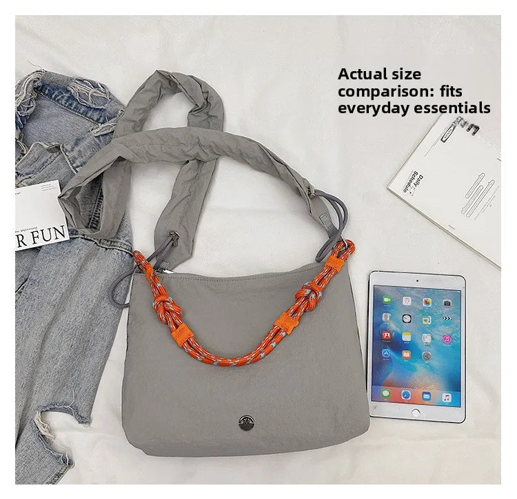 LIZAKOSHT  -  New Fashion Winter Comfortable and Versatile Texture Hobo Bag Cotton Puff Leisure Shoulder Bag Wrinkled Commuting Crossbody Bag