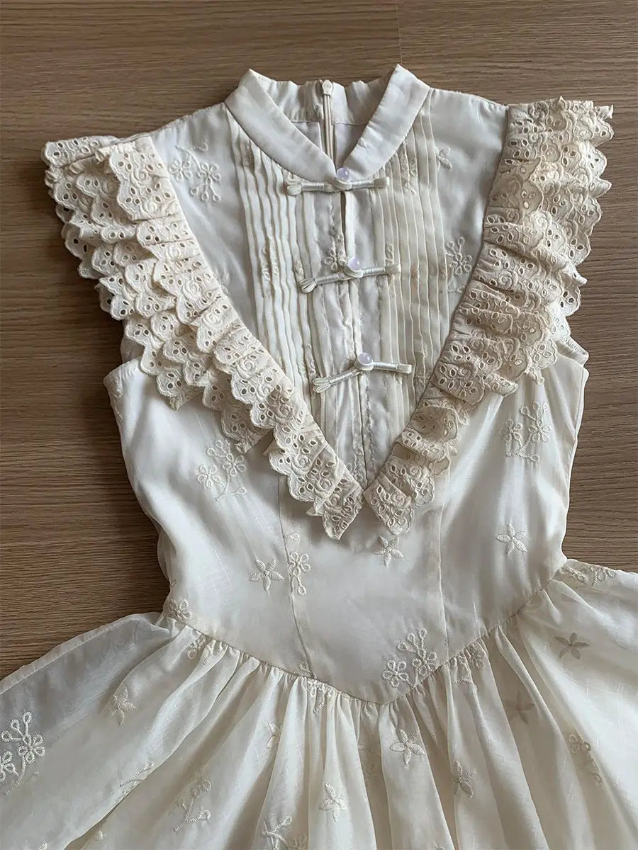 LIZAKOSHT  -  Vintage Womens Dresses Y2K Lace Slim Halter Goth Punk Ball Gown Harajuku Embroidery 2000s Basics Hot Girl Summer Sweet Fairy Emo