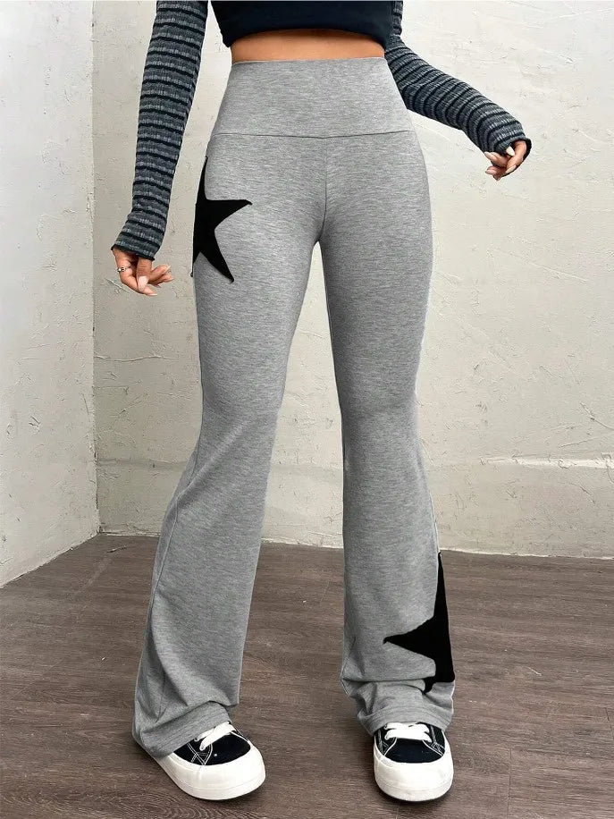 LIZAKOSHT  -  Spring Autumn Women Y2k Vintage Pants Star Pattern Printed Straight Leg Long Pant Casual Trousers Female Casual Sweatpant