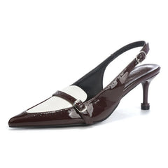 LIZAKOSHT  -  Elegant Kitten Heel Women Sandals Patent Leather Pointed Toe Mules Office Shoes Sexy Slingback Shoes Women Pumps Escarpins Femme