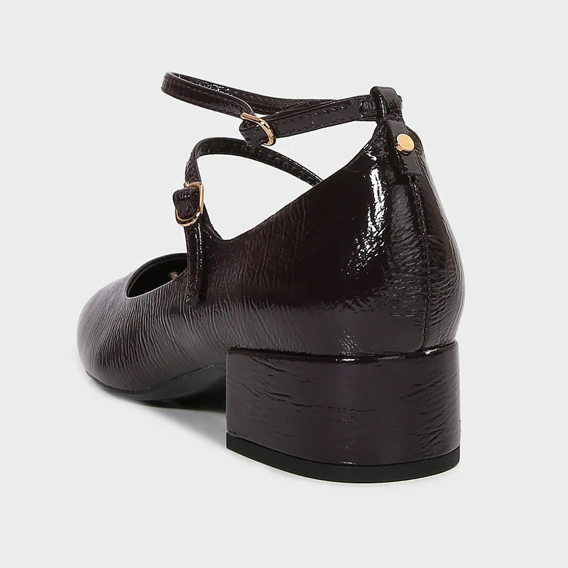 LIZAKOSHT  -  Chunky Heels Square Toe Women Mary Jane Shoes Elegant Ankle Strap Classic Retro Style Patent Leather Daily Office Lady Pumps
