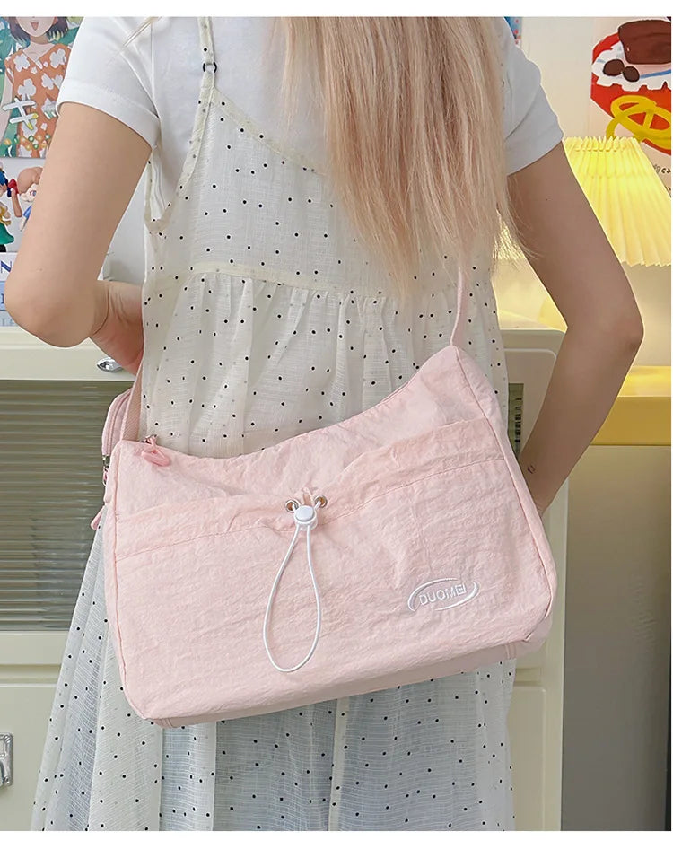 LIZAKOSHT  -  Japan Style Women Crossbody Bag New Casual Nylon Letter Composite Bag Simple Large Capacity Canvas Single Shoulder Tote Bag