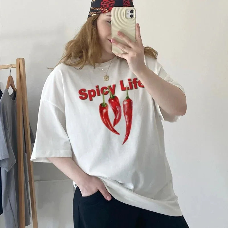 LIZAKOSHT  -  T-shirt Women Fashion T-shirt  Hip Hop Short Sleeve Letter Print T Shirt Oversized Camiseta Hombre Girls Top