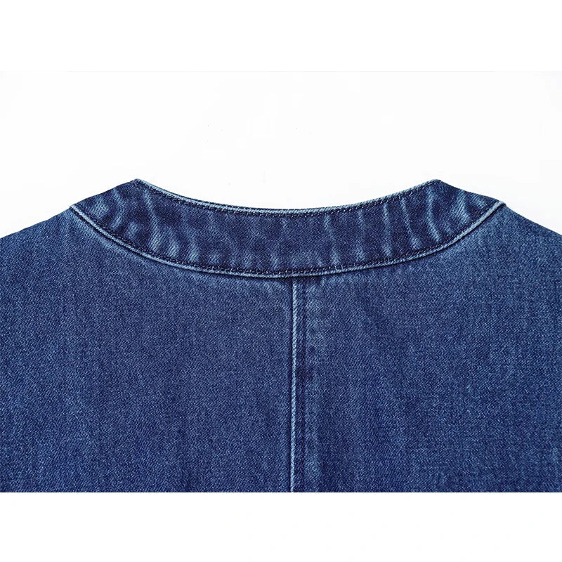 LIZAKOSHT  -  Denim Vests Jackets Autumn Women's 2025 New Slim O-neck Beaded Elegant Women Jackets Chic Street Youth Casual Denim Jacket Vests