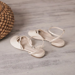 LIZAKOSHT  -  cover toe cross band gladiator sandals women japanned leather ankle strap sandalias mujer low heel summer shoes for woman