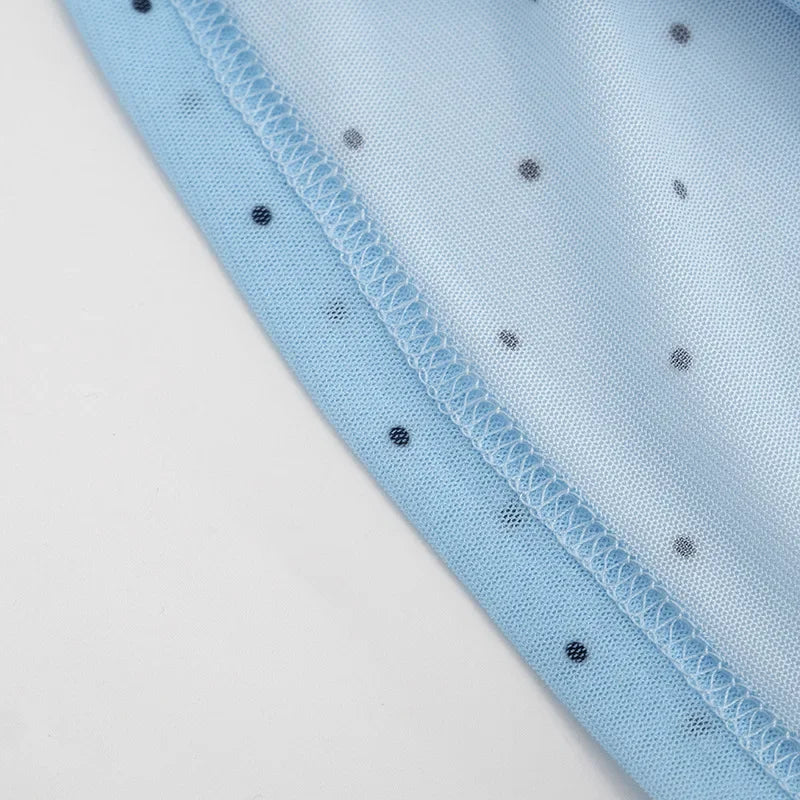 LIZAKOSHT  -  Women's Summer Polka Dot Print Shawl Tops High Street Ladies Fashion Sexy Folds Slim T-shirt Holiday Party Tee Shirts