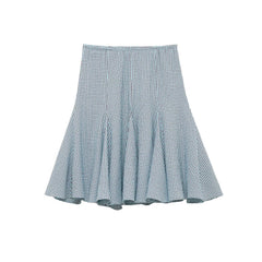 LIZAKOSHT  -  New women's clothing with sweet and western-style style, showing a slim and small plaid wave style wide swing skirt