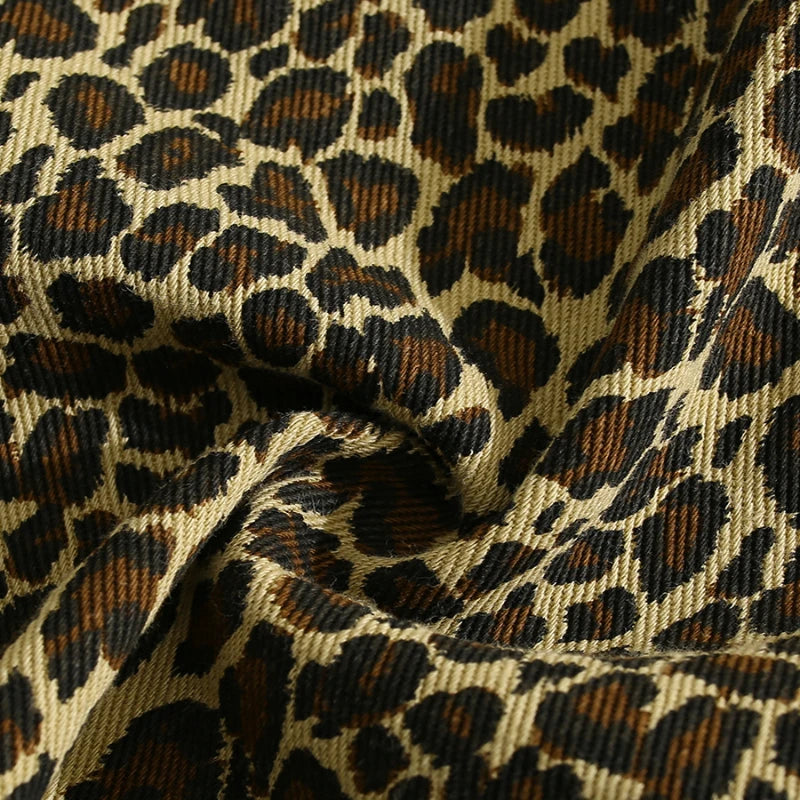LIZAKOSHT  -  American Retro Leopard Printed Personalized Shorts Men's Handsome Causal Loose Straight Leg Five-quarter Pants Male Clothes