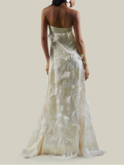 LIZAKOSHT  -  Elegant Feathers Off Shoulder Strapless Maxi Dress Women Chic Backless Wrapped Chest Loose Robes Lady Party A-line Vestidos