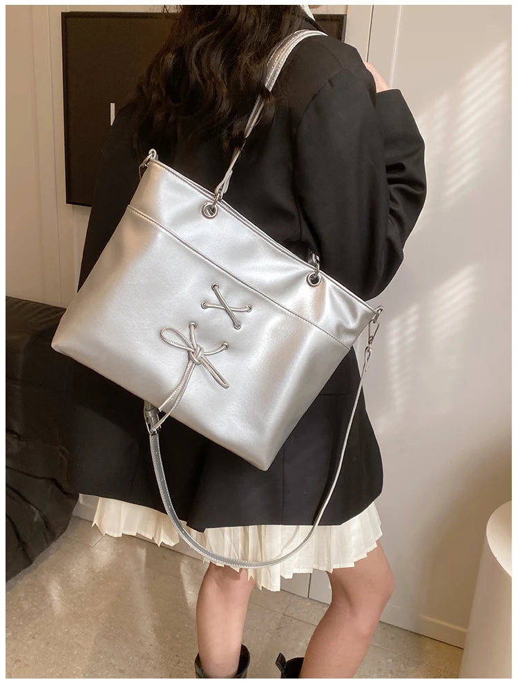LIZAKOSHT  -  Bow Tie Designer Big Capacity Tote Shouler Crossbody Bags for Women Handbags Purses 2024 New Vintage Ladies Shopping Travel Bags