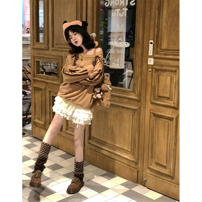 LIZAKOSHT  -  Kawaii Bow White Mini Skirt Women Japanese Cute Lace Patchwork Skirts Summer Harajuku Korean Ruffles Chic A Line Faldas
