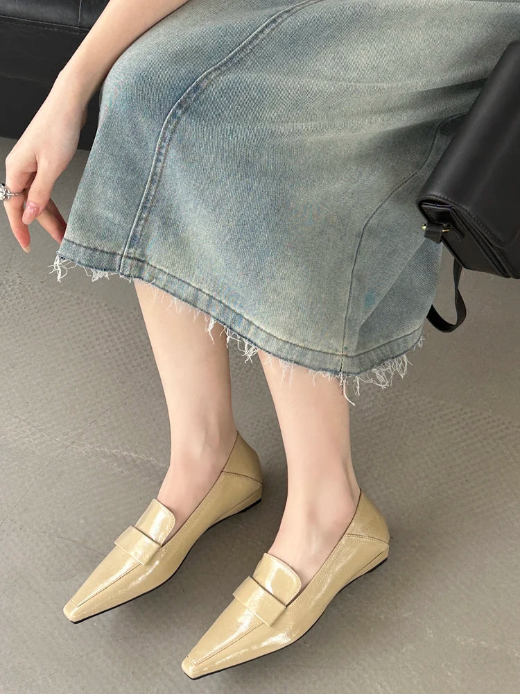 LIZAKOSHT  -  Spring New Brand Women Flat Shoes Fashion Square Toe Slip On Loafer Shoes Low Heel Outdoor Dress Single Shoes New Woman