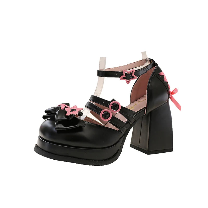 LIZAKOSHT  -  Autumn Ankle Strap Women Lolita Pumps Shoes Fashion Ladies Dress Leather Platform Thick Heel Mary Jane Shoes