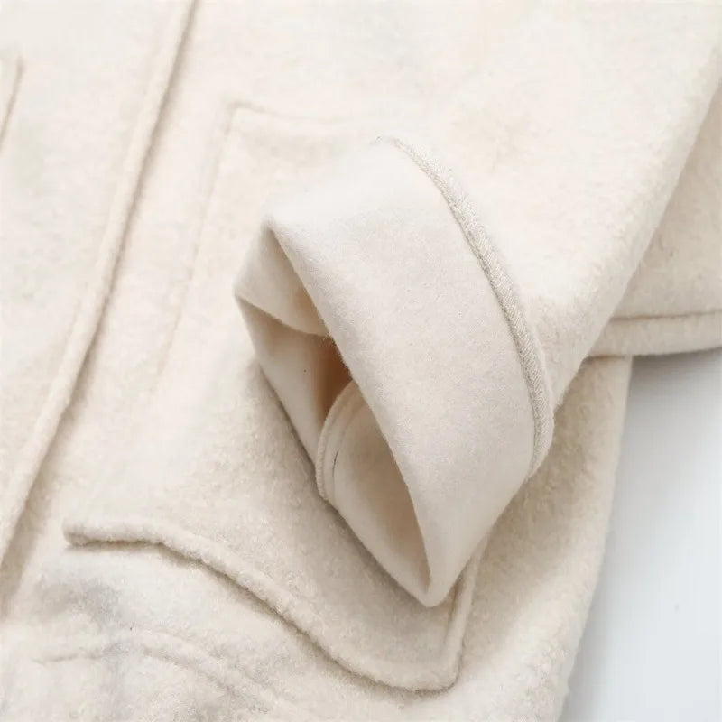 LIZAKOSHT  -  Winter Women Jackets Female Tops Autumn New Fashion Loose Casual Collar Solid Color Bomber Coats Woolen Jacket Women Clothing