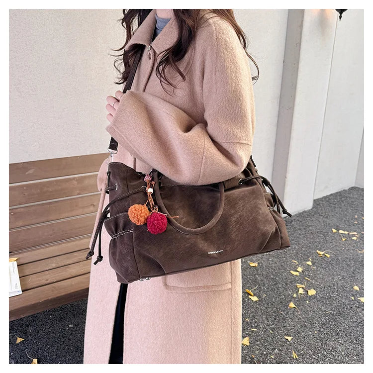 LIZAKOSHT  -  Simple Fashion Suede Crossbody Bag Women Large Capacity Shoulder Bag for Work Comfortable and Versatile Texture Commuting Bag