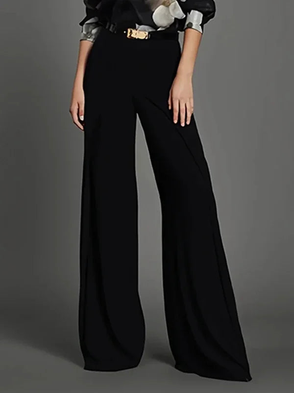 LIZAKOSHT  -  Black Flared Pants For Women Fashion High Waits Slim Fit Urban Casual Office Trousers Bottoms New Spring Summer