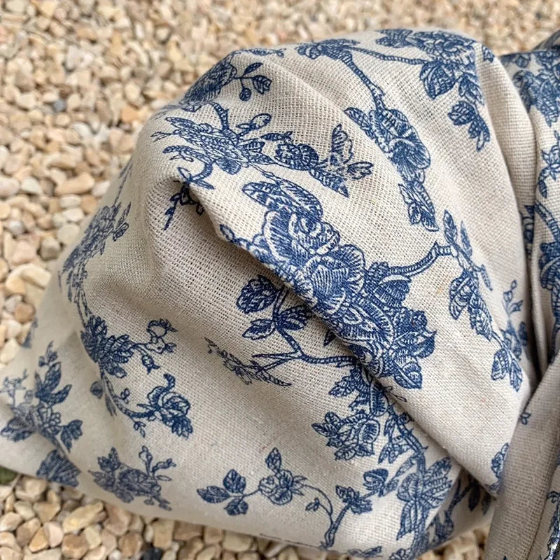 LIZAKOSHT  -  French Toile De Jouy Canvas Shoulder Tote Bag Women's Shopping Grocery Shopper Bag Portable Antique Traditional Art