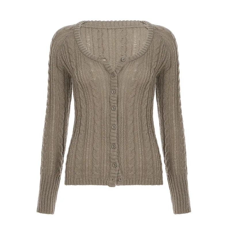 LIZAKOSHT  -  American retro-breasted cardigan with elegant temperament and women's knitted top