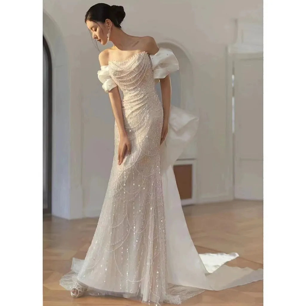 LIZAKOSHT - Celebrity Dresses Off the Shoulder French Style Detachable ...