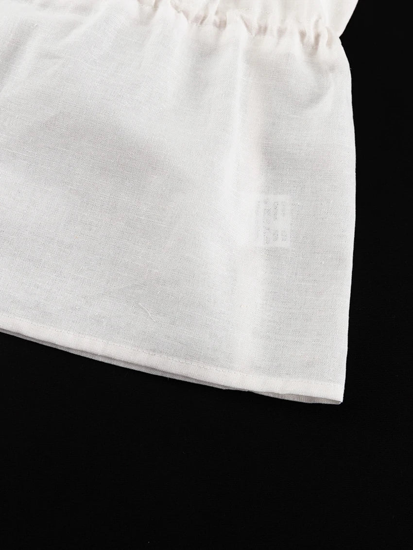 LIZAKOSHT  -  White Summer Ladies Sleepwear Suit Strap Pajamas Square Collar Nightie Lace Up Nightgowns Shorts Casual Nightwear Set