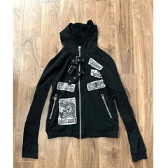LIZAKOSHT  -  Women's Autumn Tops Coat Spring Sweatshirt Hooded Zipper Retro Street Style Skinny Loose Casual Simple Advanced Design Fashion