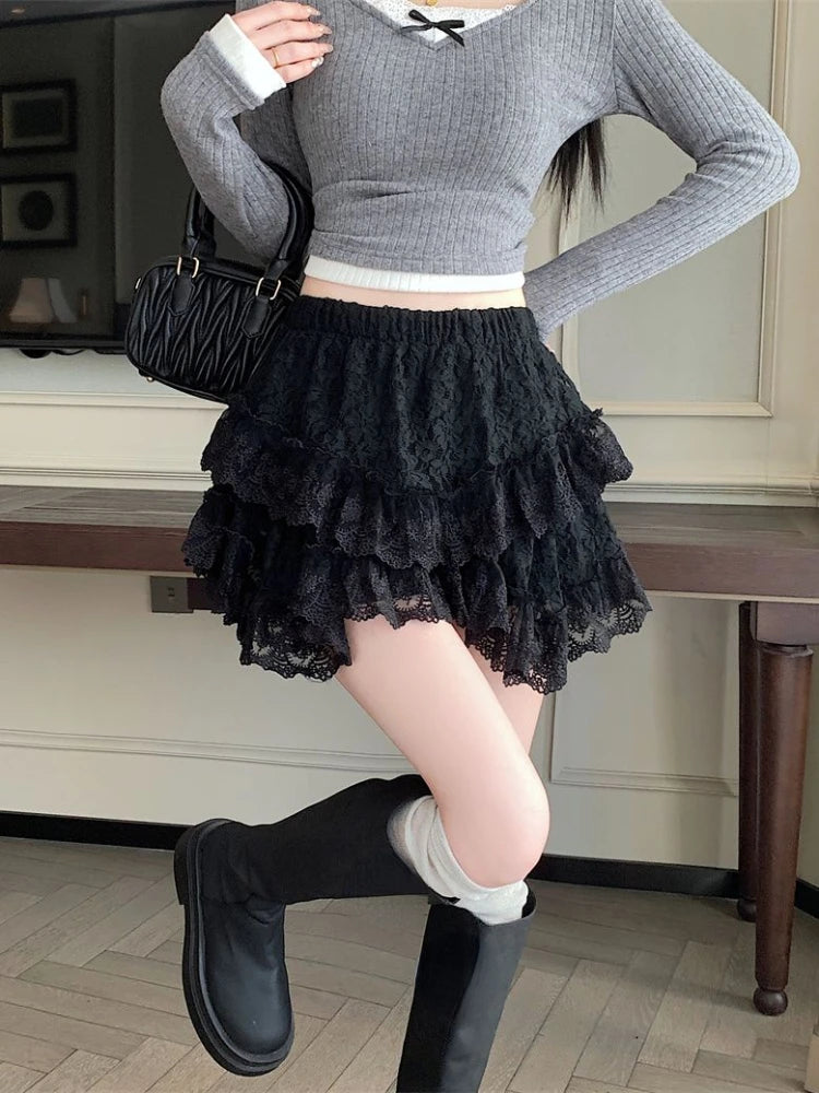 LIZAKOSHT  -  Embroidery Flower Gauze Y2k Aesthetic Women's Skirt 2024 Summer Harajuku A-line Mini Skirts Streetwear Sweet Grunge Fairy Faldas