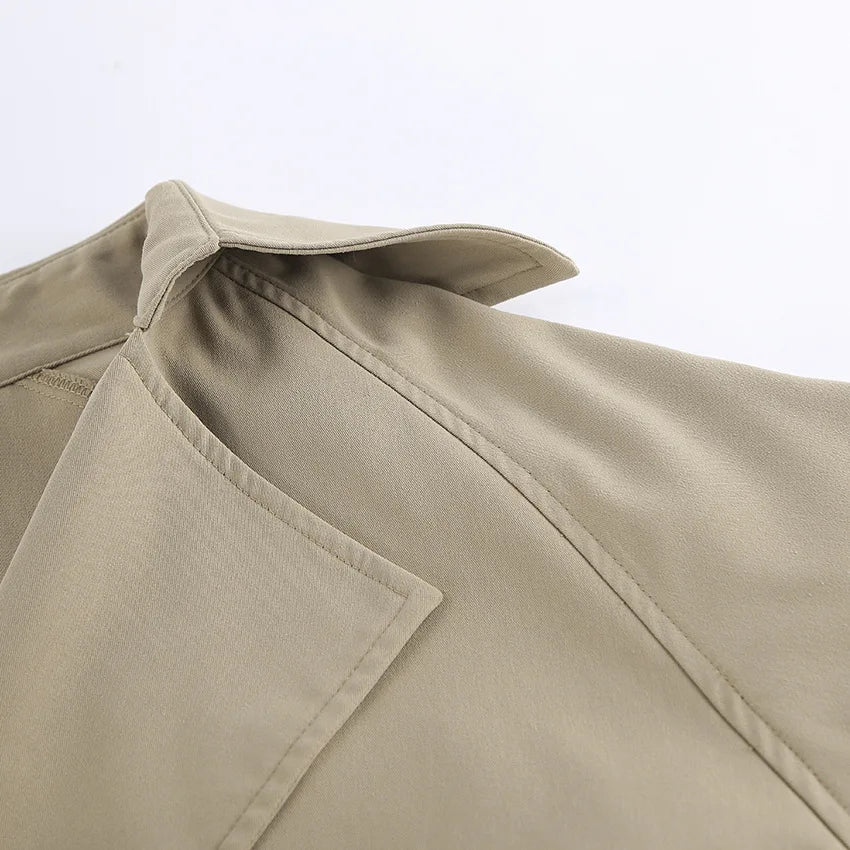 LIZAKOSHT  -  Autumn New Cropped Trench Jacket Women Streetwear Double Breasted Long Sleeve Casual Short Top Female Fashion Coat Outfits 2025