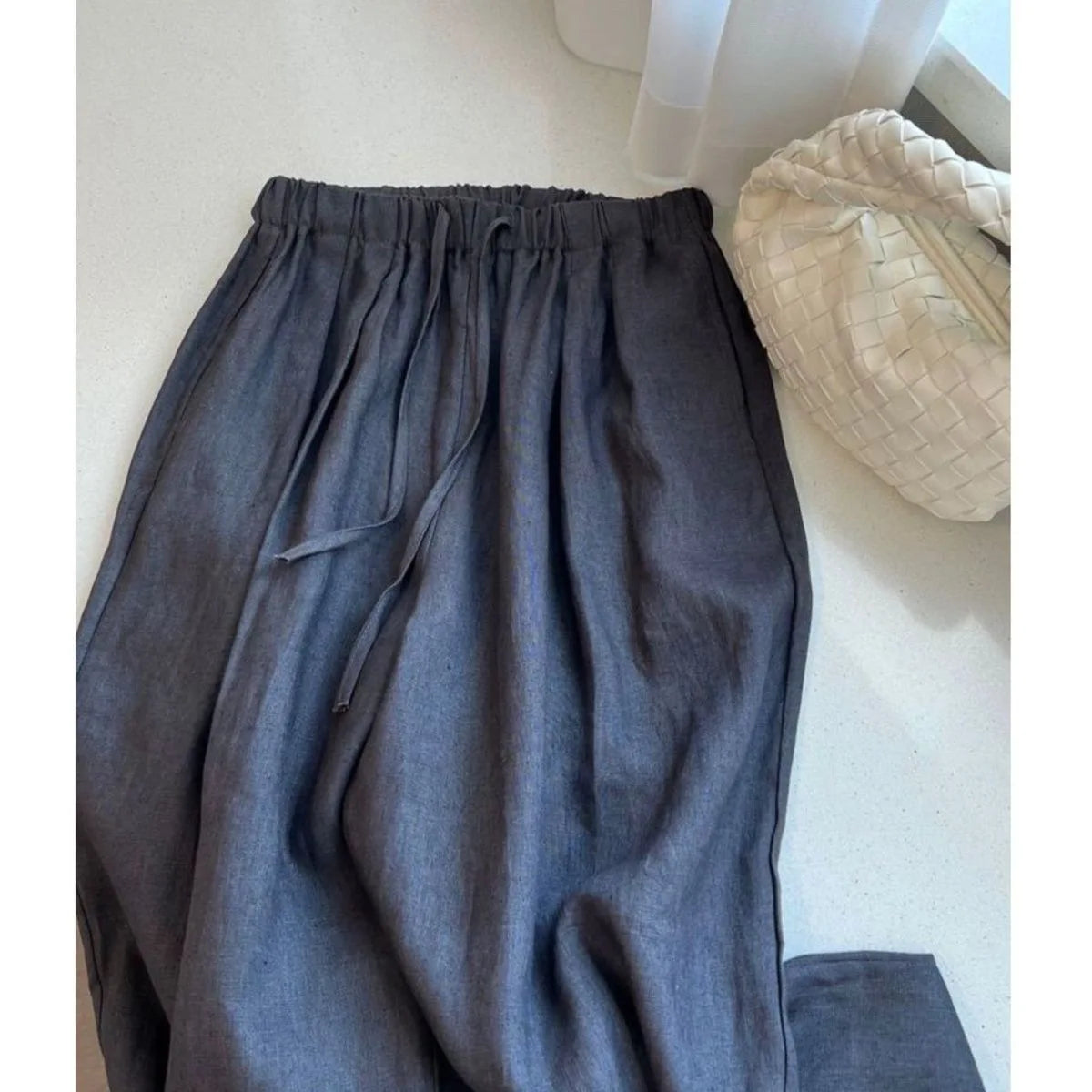 LIZAKOSHT  -  Fashion New High Waist Linen Women Wide Leg Pants Summer Thin Loose Casual Pants Korean Solid All Match Straight Trousers