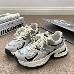 LIZAKOSHT  -  Women's Mesh Chunky Sneakers Breathable Platform Dad Shoes  Retro Streetwear Fashion Lace Up Thick Sole Casual Running Shoes