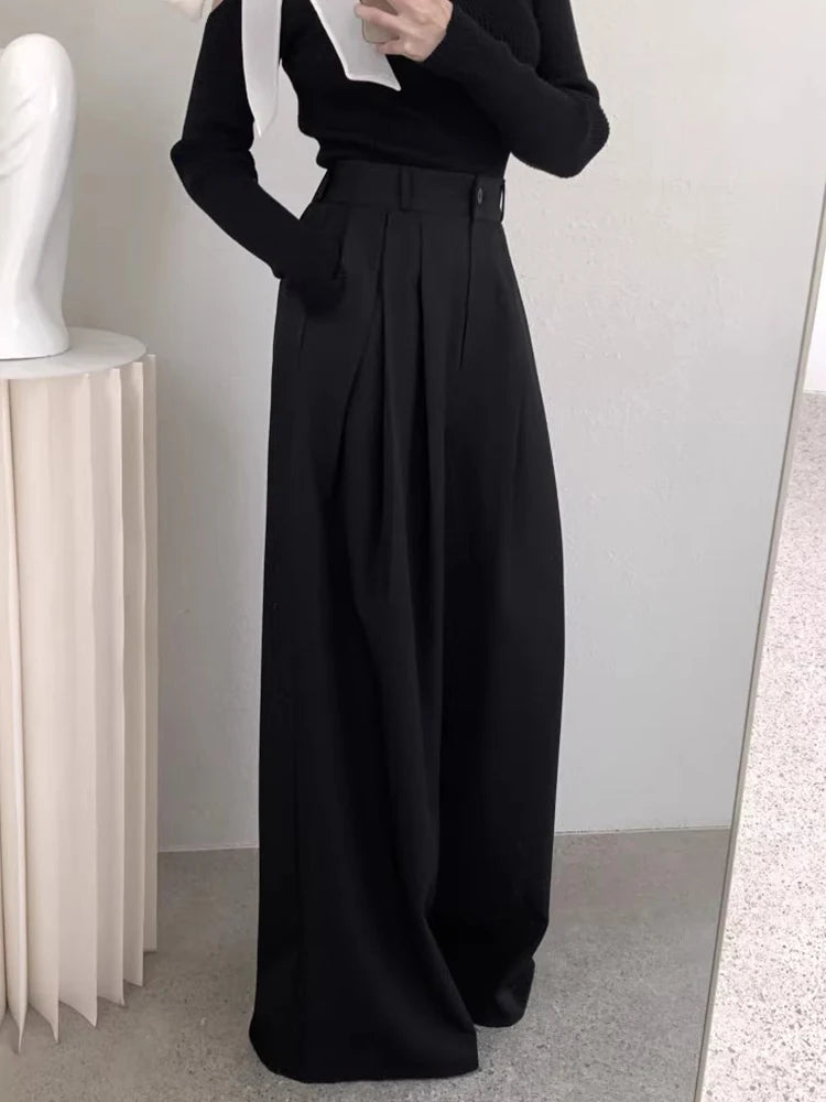 LIZAKOSHT  -  SuperAen Korean Style Pleated Slimming Loose Casual Pants for Women's Autumn New Solid Color Drape Full Length Pants