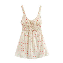LIZAKOSHT  -  Floral Print Sling Satin Dress For Women O Neck Sleeveless A-line Mini Summer Dresses Holiday Beach Vestidos