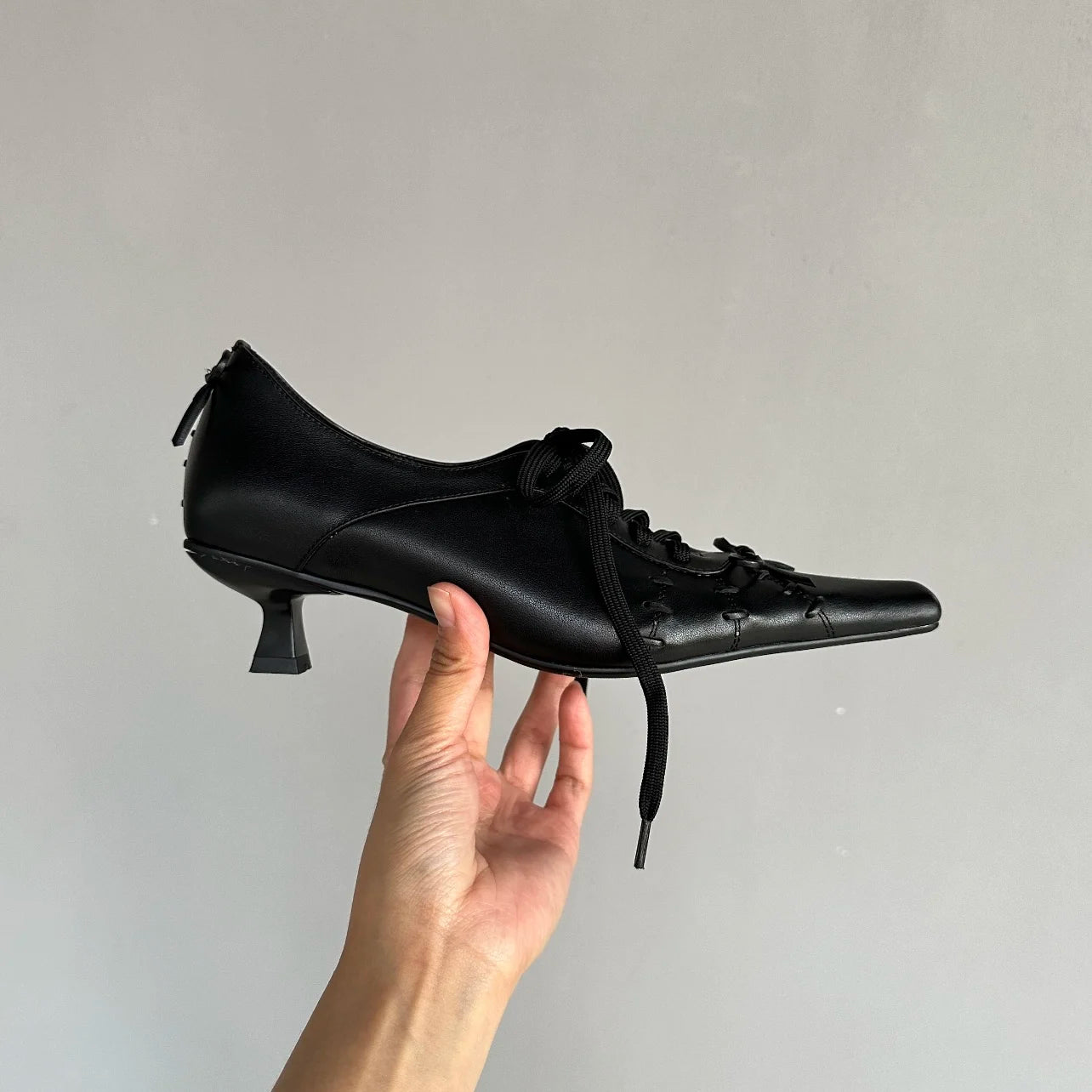 LIZAKOSHT  -  Gothic Sle Pointed Toe Witch Shoes Women's Retro Square Head Thin Heel Faionable Leather Shoes Ele Design Low Heel