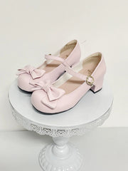LIZAKOSHT  -  Sweet Bow In Single Shoes For Girls With Thick Heels Round Heads Cute Jk Student Versatile Lolita Girls' Tea Party Single Shoes
