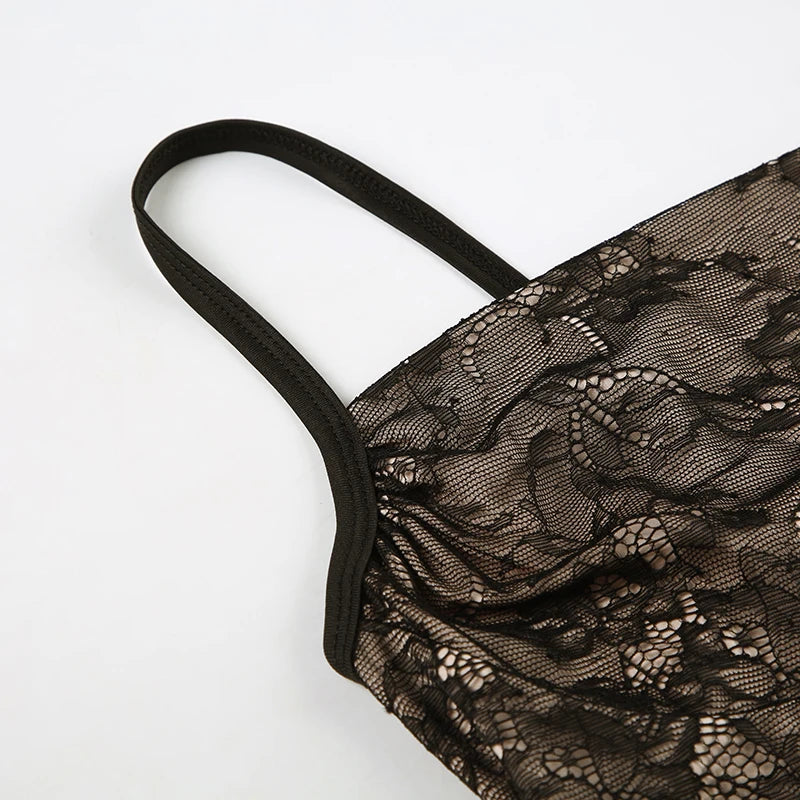 LIZAKOSHT  -  Cute Vintage Floral Print Lace Camis y2k Aesthetic Slash Neck Sleeveless Strap Crop Tops Women Casual Summer Tees Kawaii