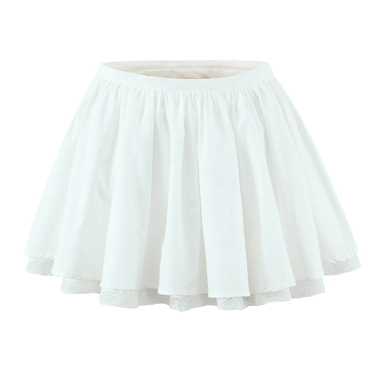 LIZAKOSHT  -  Ballet Girl White Cotton Spliced Lace Lining Mini Skirt Women Ball Gown Umbrella Skater Skirts with Shorts underwear Summer