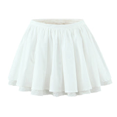 LIZAKOSHT  -  Ballet Girl White Cotton Spliced Lace Lining Mini Skirt Women Ball Gown Umbrella Skater Skirts with Shorts underwear Summer