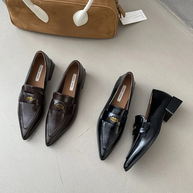 LIZAKOSHT  -  Autumn New Brand Women Flat Shoes Fashion Pointed Toe Slip On Ladies Casual Laofer Shoes Flat Heel Dress Flat Shoes New