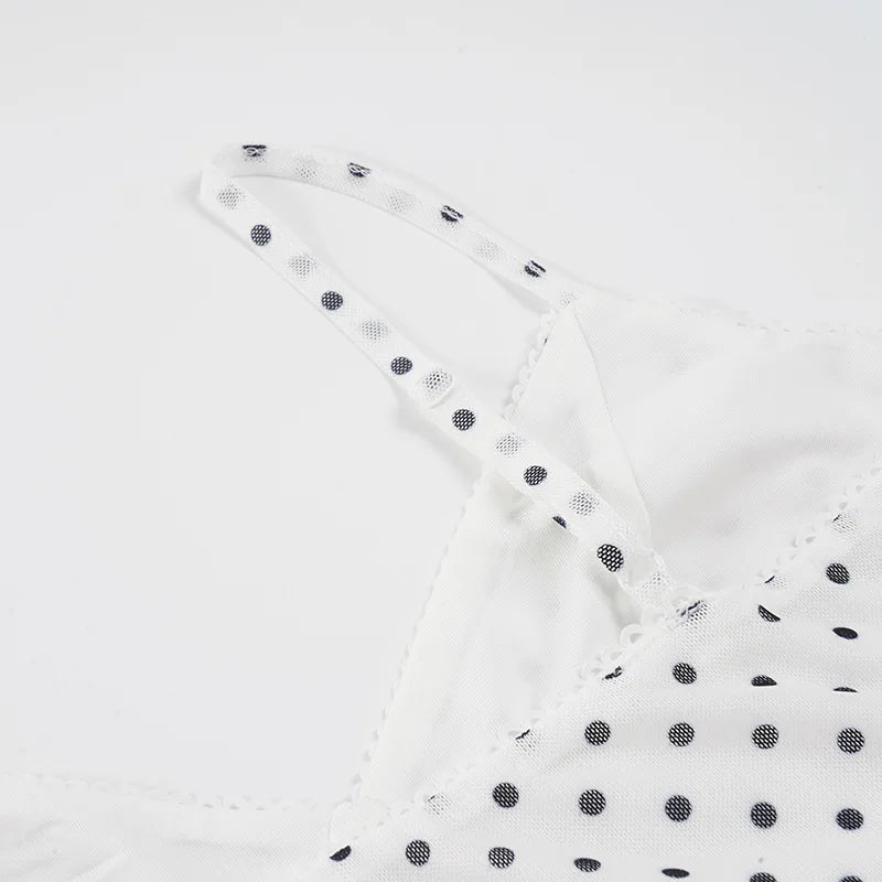 LIZAKOSHT  -  French Fashion Elegant Polka Dot Maxi Dress V-Neck Strap For Women Slim Fit Bodycon Long Dress Holiday Party Outfit