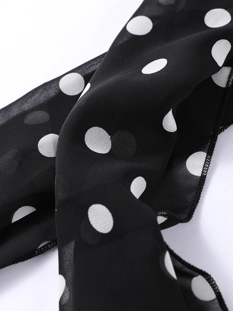 LIZAKOSHT  -  Halter Scarf Polka Dot Dress Pile Collar Slim Fit Suspender Lady Robes Beach Wrap Hip Fishtail Women's Camisole Long Dresses