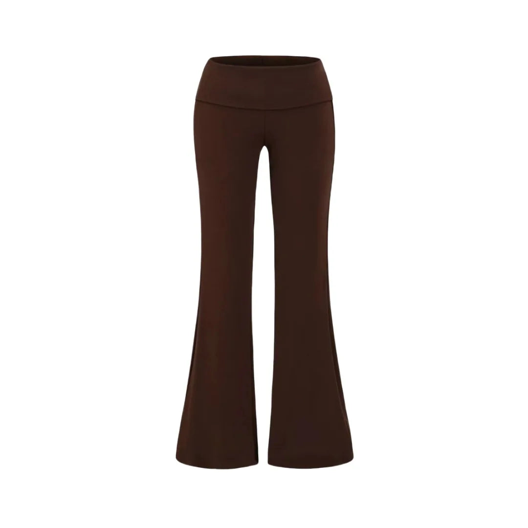 LIZAKOSHT  -  Women Folded  Low Waist  Cotton Jersey Foldover Pant Soot