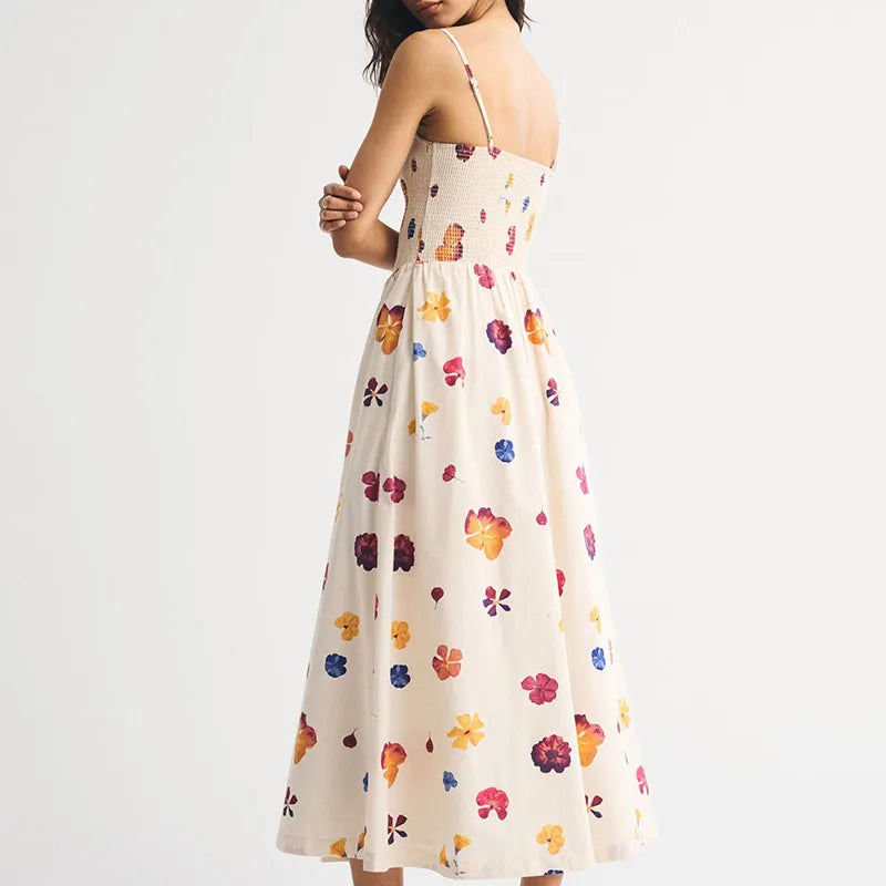 LIZAKOSHT  -  Women Elegant Hight Waist Draped Holiday Dress Fashion Striped Print Sleeveless Long Dress Sexy Off Shoulder Summer Party Dress