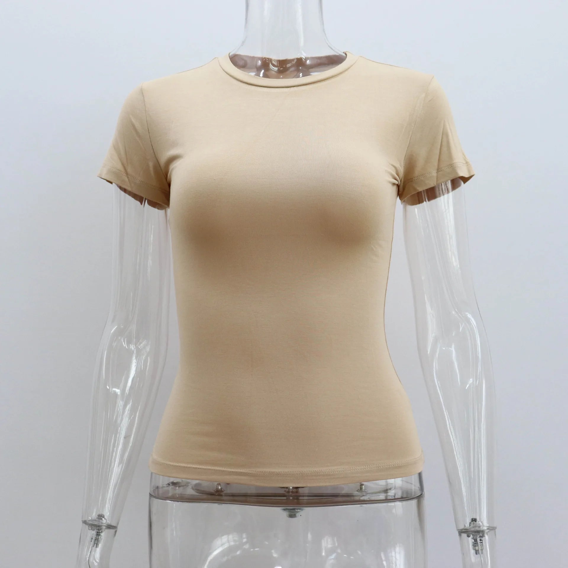 LIZAKOSHT  -  Women Summer Slim High Stretch T Shirts Sexy O-Neck Short Sleeve Tees Summer Tops For Women Clothes