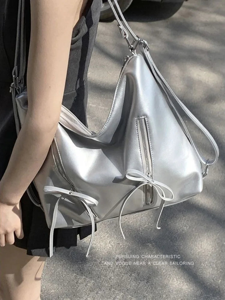 LIZAKOSHT  -  Sweet Girl Zipper Bow Fashion Tote Backpack Casual Big Capacity Schoolbag Student Leisure Travel Backpack