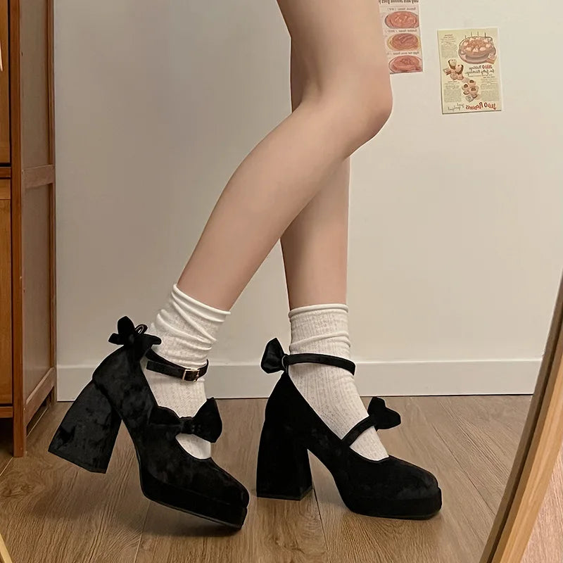 LIZAKOSHT  -  New Elegant Mary Jane High Heels Female Japanese Style Sweet Pink Cute Platform Shoes for Women Fashion Ladies Pumps chic