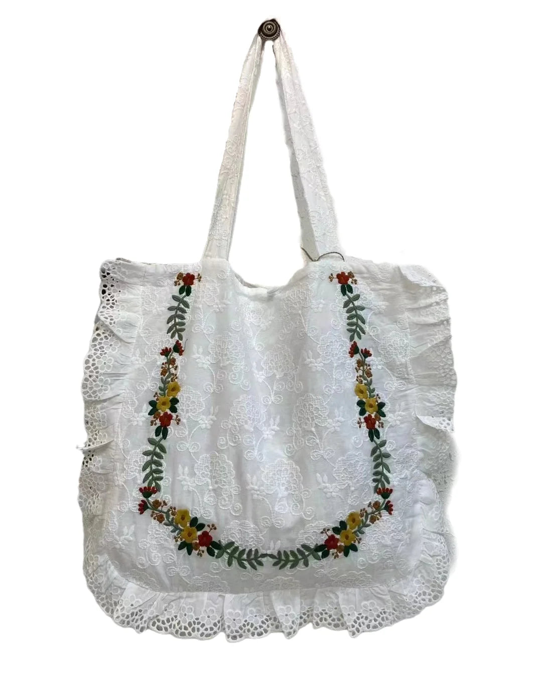 LIZAKOSHT  -  Female Exquisite Flower Embroidery Single Shoulder Bag Summer 2024 New Retro All-Fit Large Capacity Cloth Bag Handbag